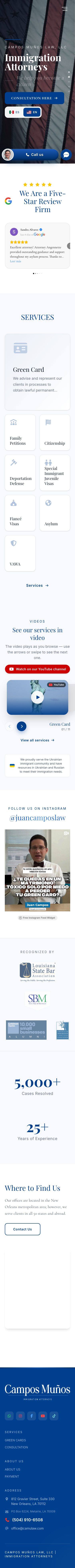 Campos Muños Law — mobile preview