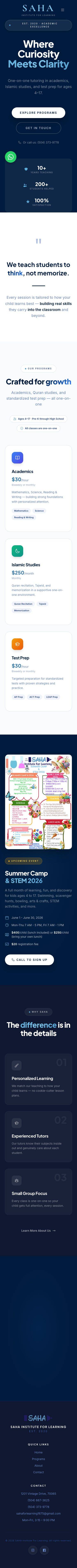 SAHA Institute for Learning — mobile preview